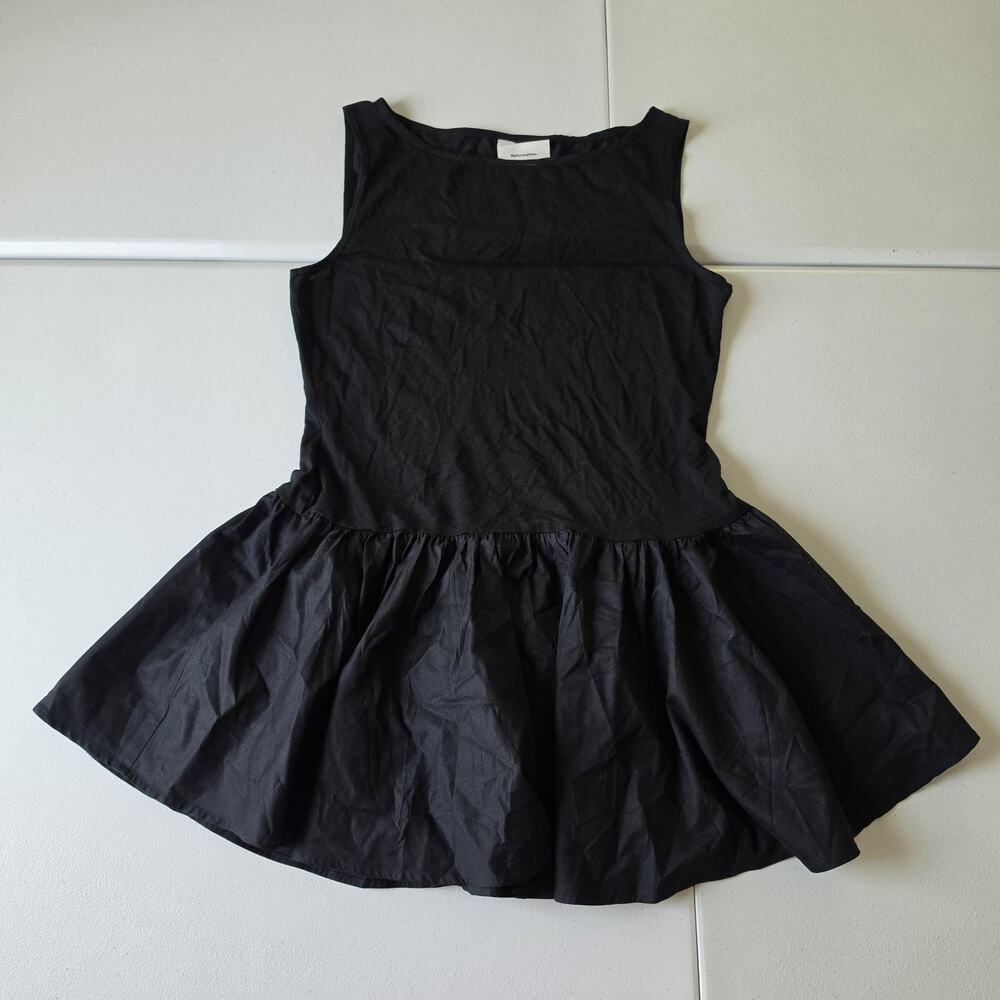 Reformation Top Peplum Womens M Black Jersey Fit & Flare Drop Waist